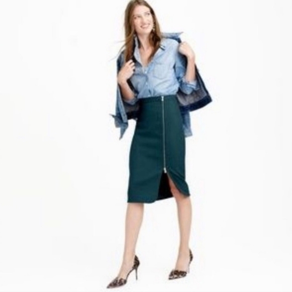 J.Crew Black Wool High-Waist Asymmetrical Zip Midi Skirt Women’s 0 NWT - Picture 14 of 15